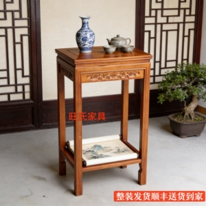 实木花架鱼缸架客厅盆景架奇石架子超承重沙发侧边角几边桌新中式