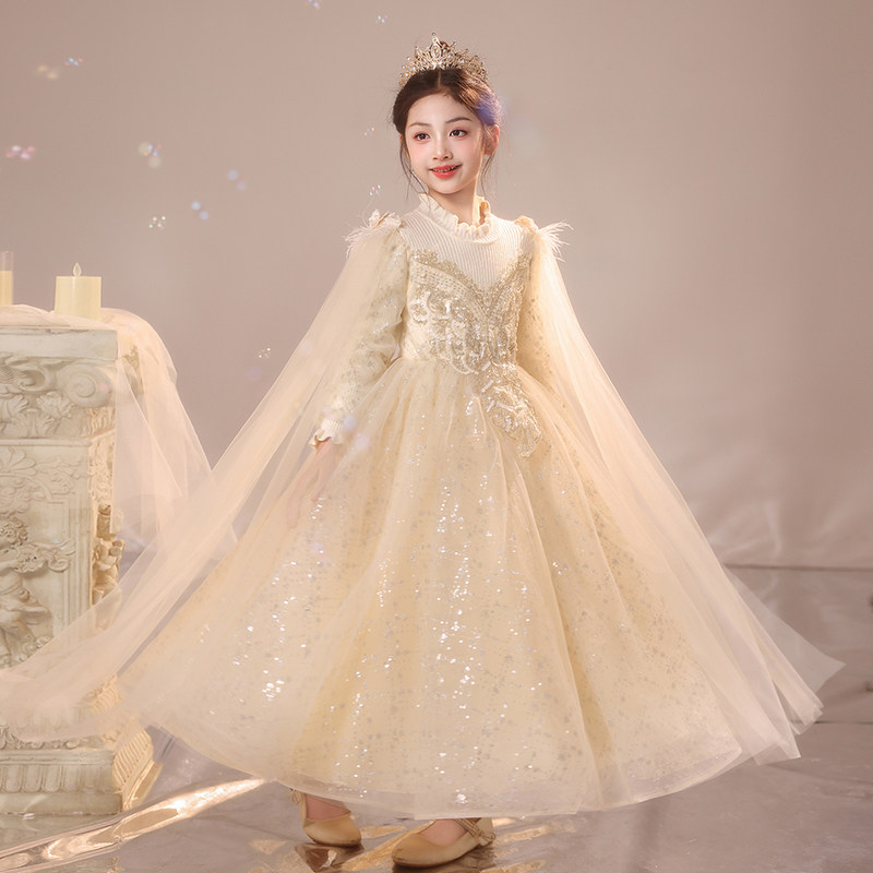 女童连衣裙秋冬2026新款小女孩毛衣裙加绒裙子儿童礼服公主裙冬季