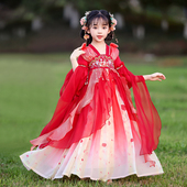 夏季 汉服女童2026新款 古风小女孩红色唐装 古装 春秋中国风儿童春装