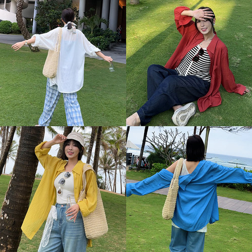 显瘦百搭防晒衬衫轻薄长袖外套