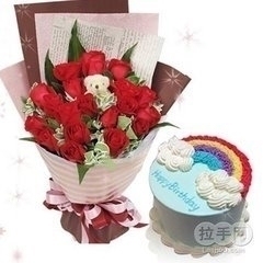 常州钟楼区新闸礼河卜弋勤业芦墅龙湖天街玫瑰生日蛋糕鲜花店同城