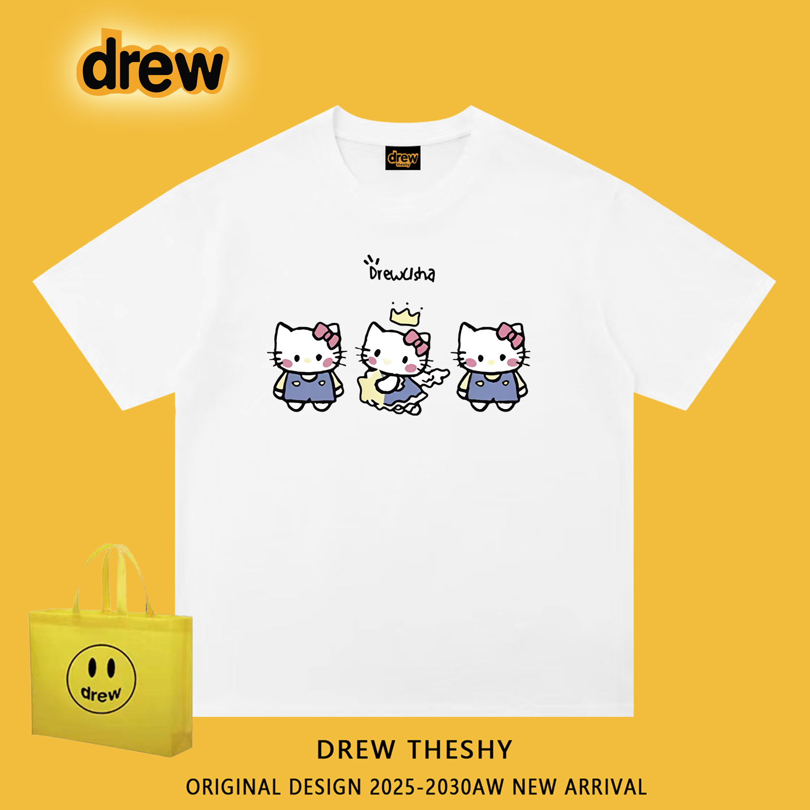DREW美式短袖hellokitty潮牌t恤
