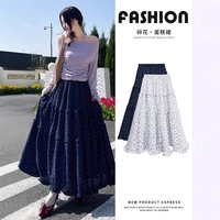 半身裙女春2025新款韓式復(fù)古藍(lán)色碎花高腰 a字裙休閑慵懶風(fēng)長(zhǎng)裙子