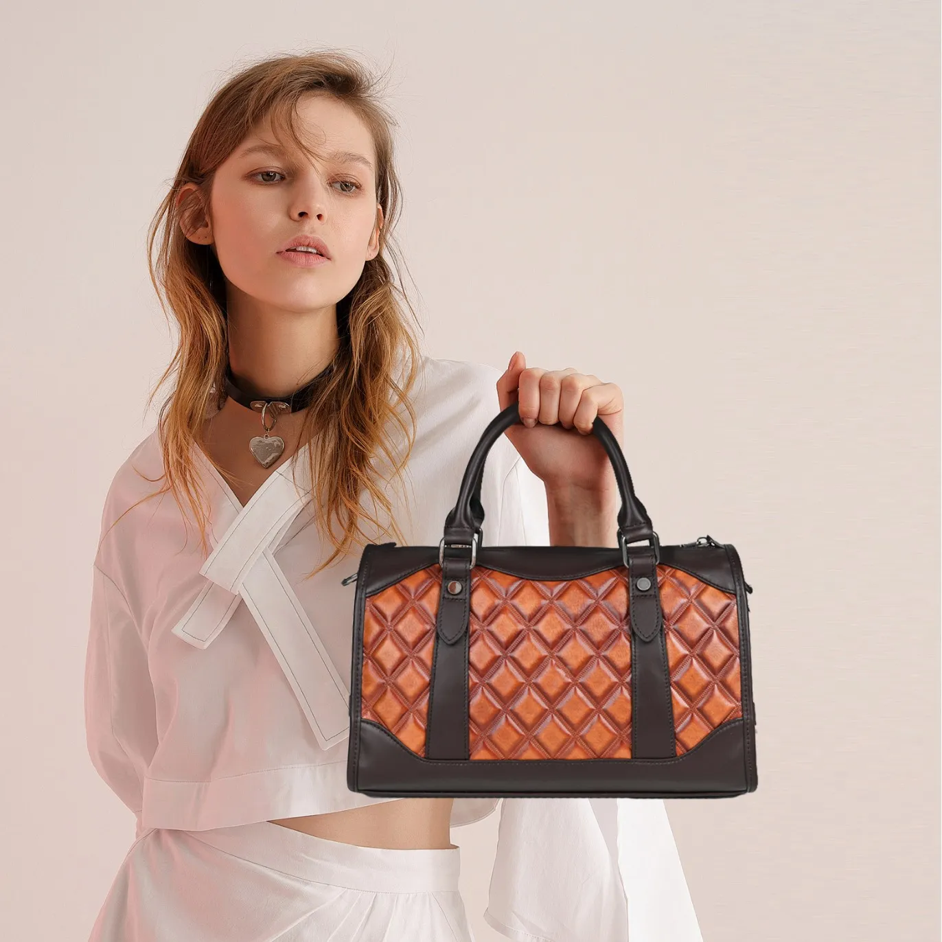 头层牛皮轻奢复古大容量手提包植鞣皮女包真皮包实用送妈妈礼物