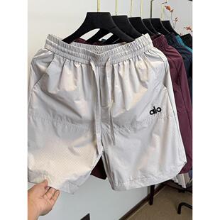 子运动休闲五分半截中裤 网眼速干5分短裤 冰丝凉感刺绣裤 夏季 男款