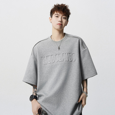 美式字母钢印短袖t恤男夏季