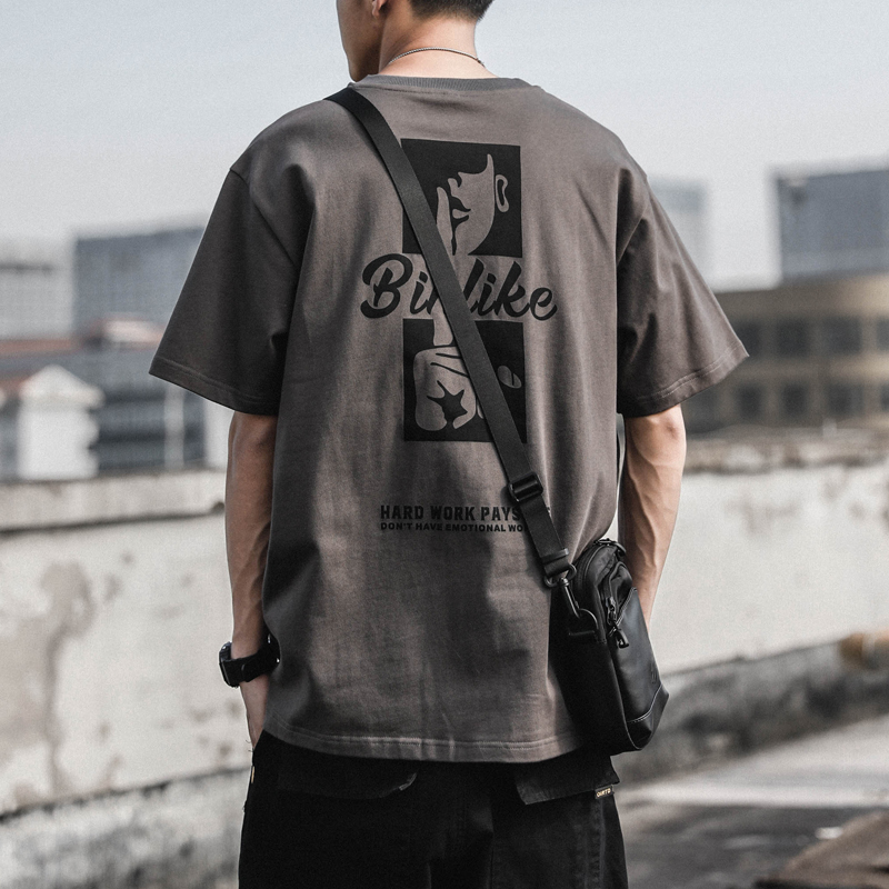 原创ins夏季宽松纯棉印花短袖t恤