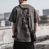 原创印花短袖 体恤TEE 潮流宽松纯色半袖 T恤男生ins潮牌上衣服 夏季