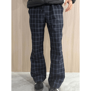 何以至此vintage美式复古格子裤男款微喇弯刀裤子宽松直筒休闲裤