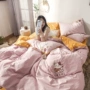 Thêu bông bốn miếng bông nhỏ cô gái tươi trái tim bộ đồ giường ba mảnh - Bộ đồ giường bốn mảnh chăn ra gối
