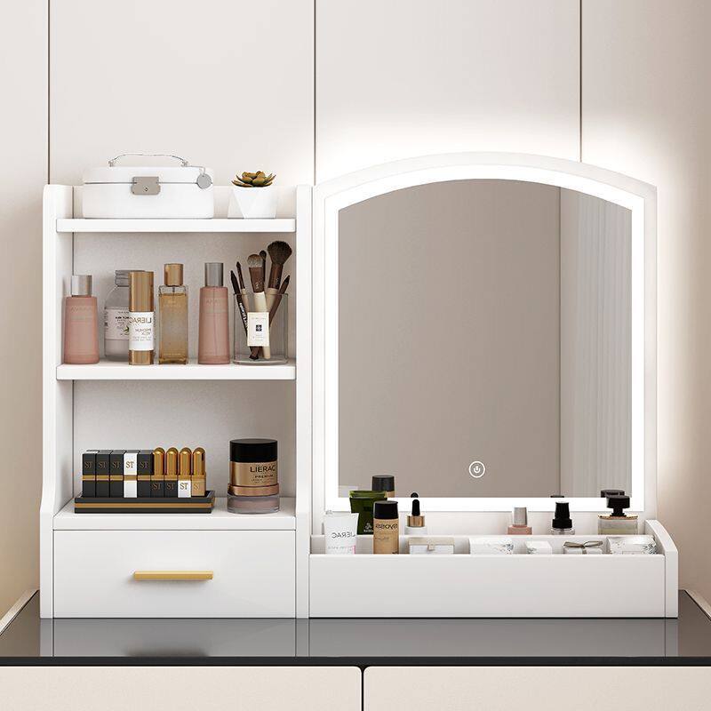 LED带灯化妆镜台式桌面收纳盒多层置物架梳妆镜