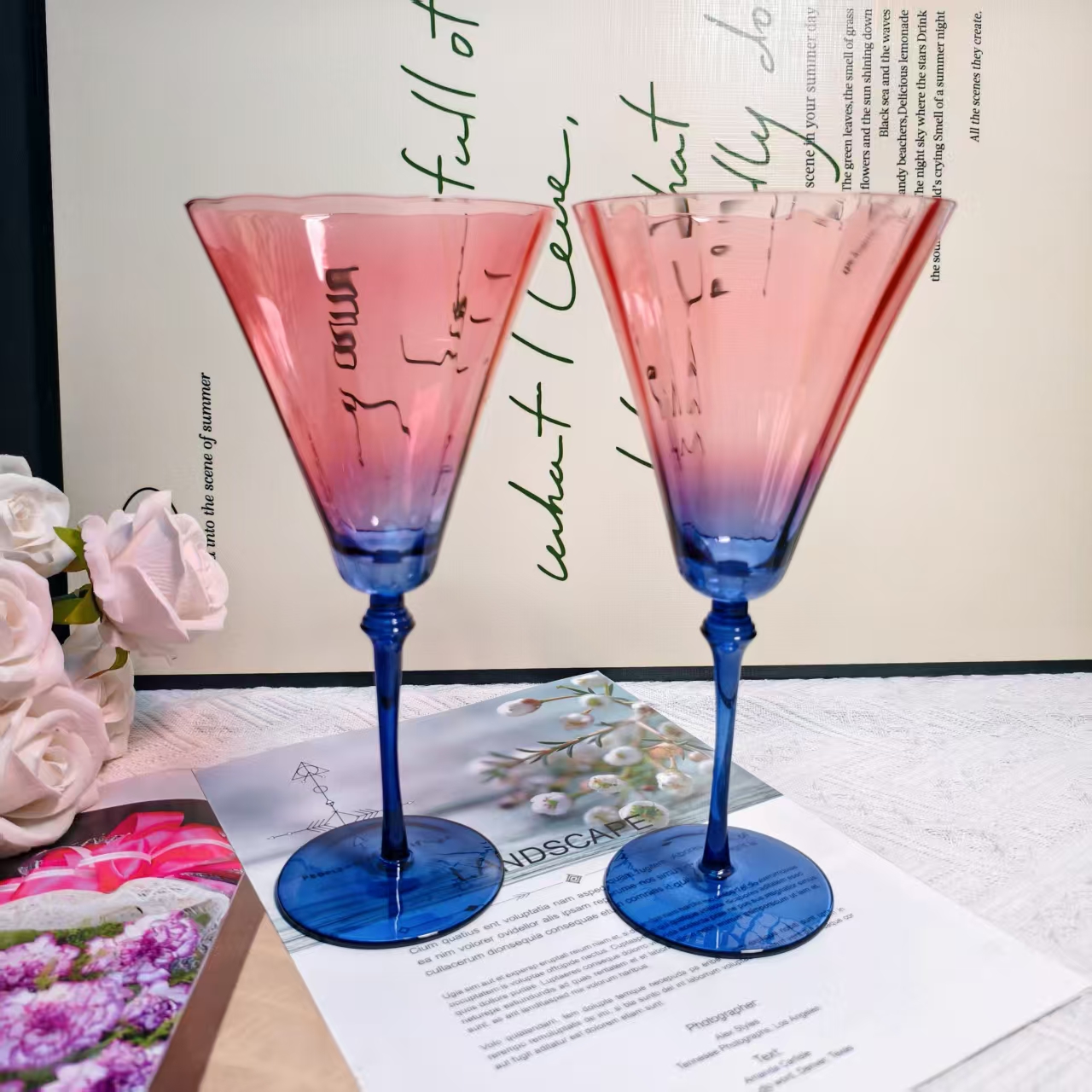 复古北欧风创意高脚香槟杯