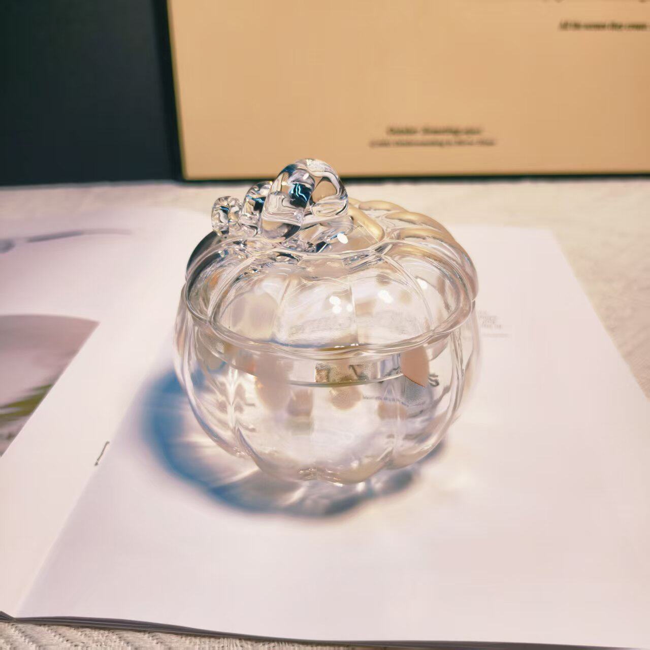 【可尔】水晶南瓜带盖饰品盒桌面摆件创意收纳盒装饰品干果糖果碗
