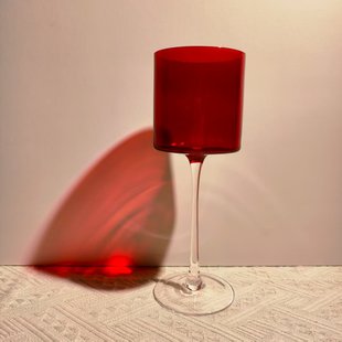 直筒高脚杯小众ins风高级感玻璃杯红酒杯烛台结婚D67 法式 可尔