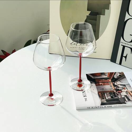 【可尔】中秋礼物金属红杆红酒杯