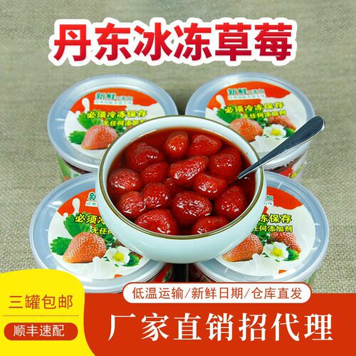 6罐包邮丹东冰冻草莓草莓丹东