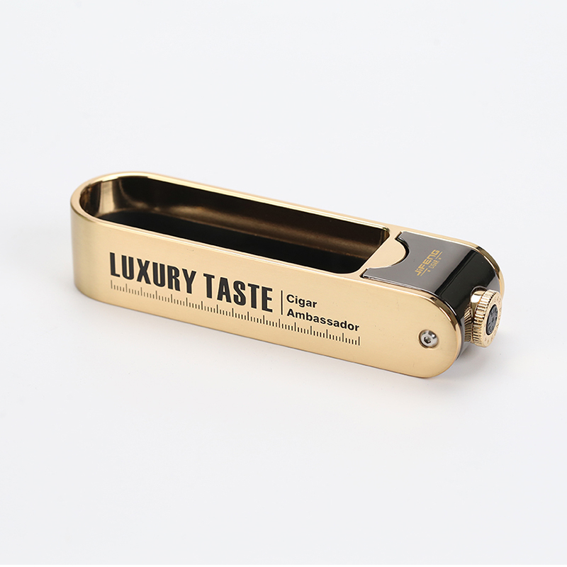 JIFENG季风金属带开孔器雪茄烟灰缸充气打火机套装组合持烟灰