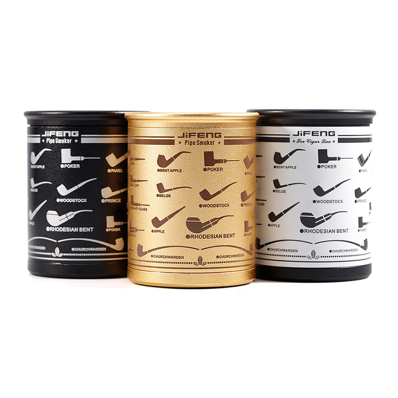 JIFENG季风加湿器烟斗架湿度计烟草罐密封保湿烟盒存储高档烟丝罐