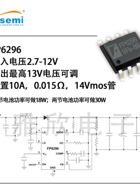3.7V升12V 15W 升压芯片 FP6296 双节锂电可做30W