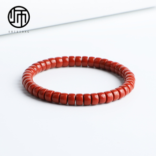 南红收藏级天然川料凉山瓦西南红满色满肉无纹级精工药片手串6mm