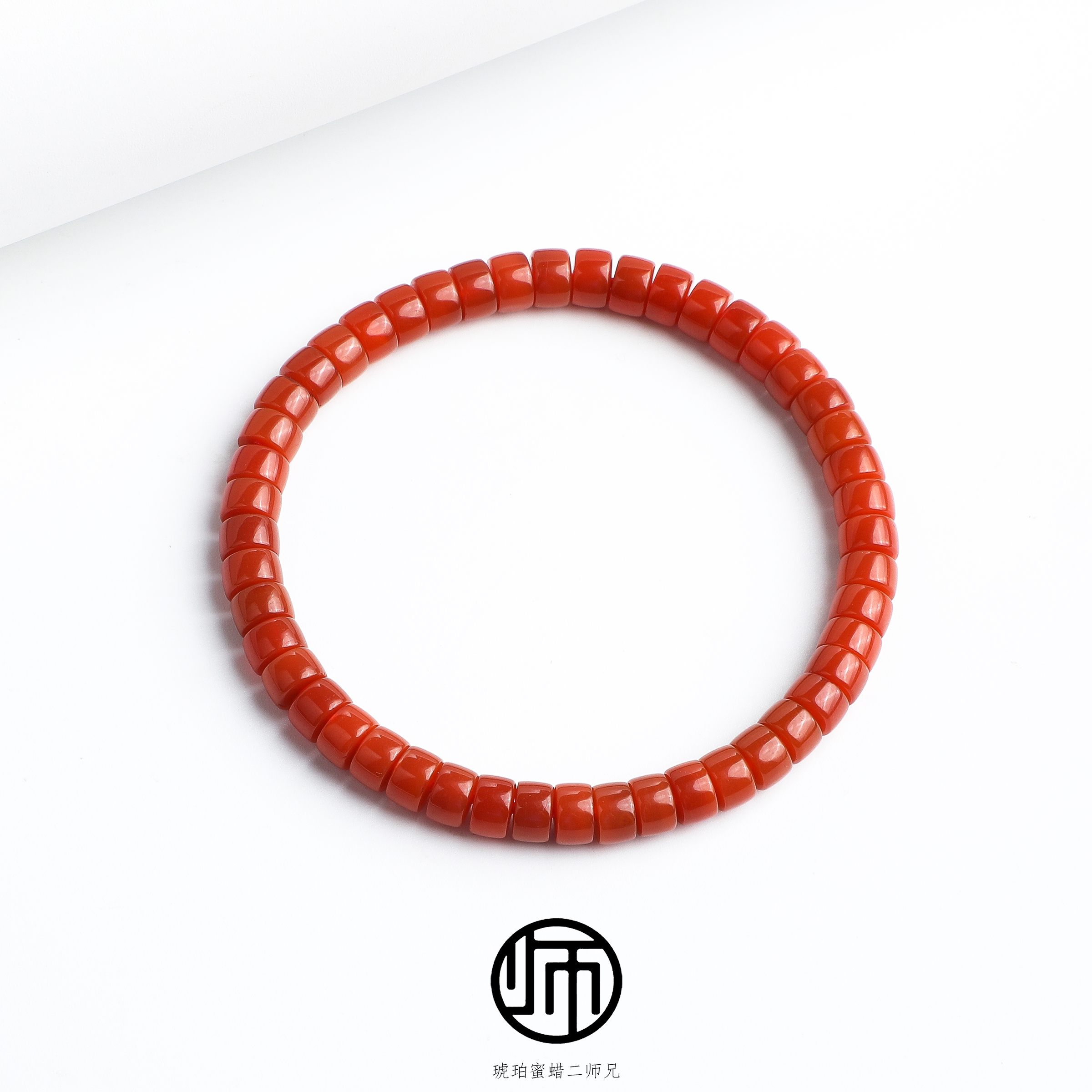 收藏级天然真品云南保山樱桃红南红精工手串6mm