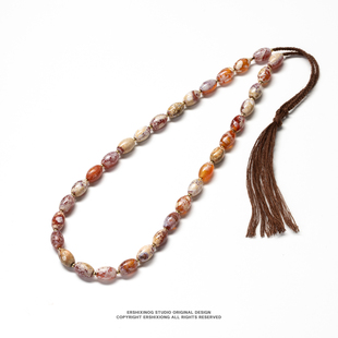 甲子系列开门古珠小年份·收藏级天然老沁色西亚花玛瑙项链