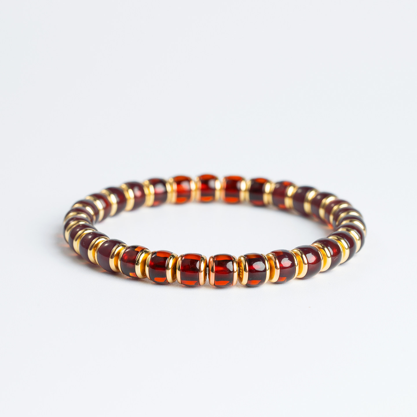 馆藏级&middot;天然原矿酒红血珀汉堡轻奢净水精工镶嵌个性归圆手串