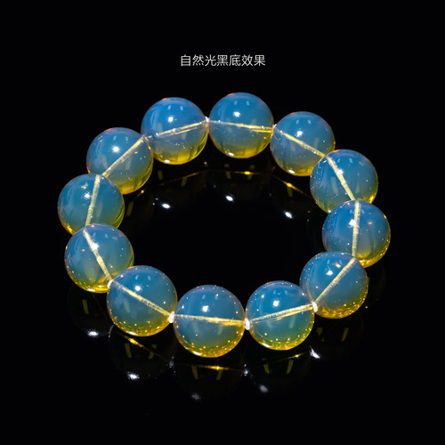 无灯泛蓝·天然天空蓝琥珀皇家蓝多米蓝变色墨西哥蓝珀手串20MM