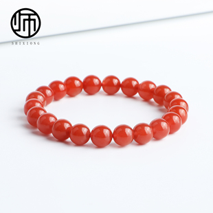 收藏级天然保山南红滴水洞满色樱桃红圆珠手串9mm