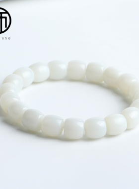 天然直切手串羊脂白玉过灯细度