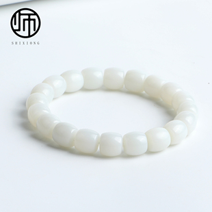 馆藏级天然无优化新疆且末县米达过灯细度羊脂白玉直切手串9mm