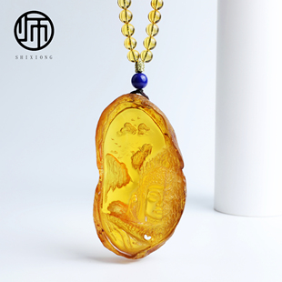 孤品收藏级天然无优化净水5A墨西哥蓝珀洞雕一念成佛一念成魔吊