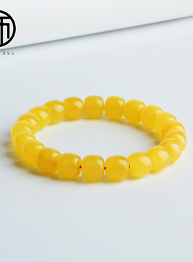 收藏级天然无优化原矿俄罗斯km国矿一级料鸡油黄蜜蜡老型手串10mm