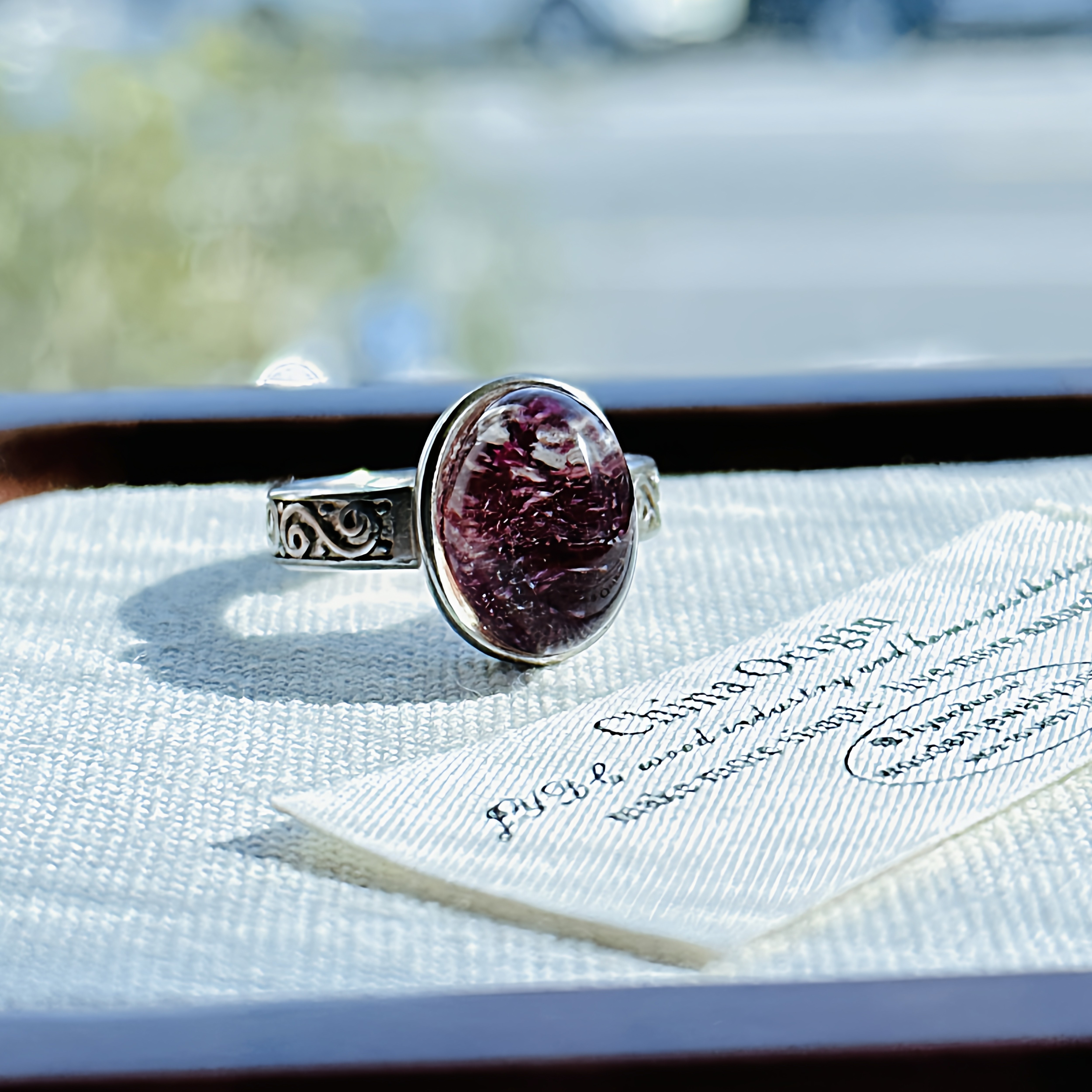 「戒圈微瑕」天然绿幽灵紫色聚宝盆戒指食指戒可调节大小