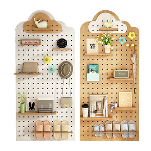 定制洞洞板实木墙面装饰隔板入户玄关北欧墙上壁挂收纳置物架配件