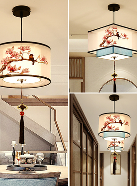 新中式餐厅吊灯餐饮民宿茶楼过道装饰灯笼火锅店大厅饭店包厢灯具