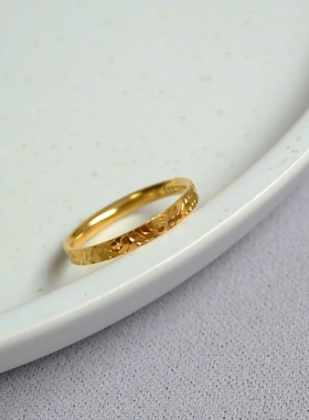 小众设计持久保色真空电镀闪耀切割龙鳞碎碎冰简约气质个性细戒指