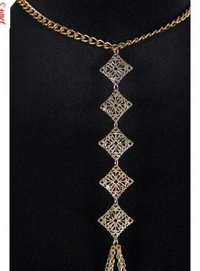 字母外贸饰品珍珠金色锁骨链链条直销欧美时尚百搭身体链