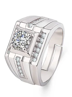 豪华高碳钻男款戒指韩版白金18K镀风尚钻石钻戒男士