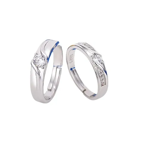 尾戒情侣韩版戒指首饰结婚欧美可调节仿纯银开口活口男女饰品