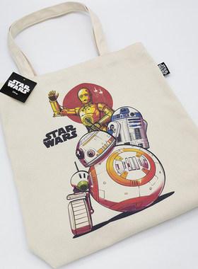 日本正品星球大战R2D2帆布托特包 单肩书包 通勤通学包A4休闲背包