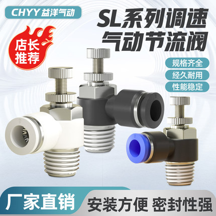 气动调速节流控制阀管接头SL4-M5/6-01/8-02/10-02/12-03/16-04