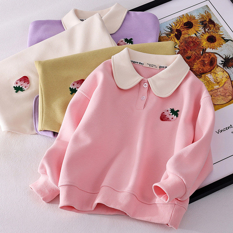女童卫衣春秋2025新款儿童洋气POLO衫女大童草莓刺绣上衣宝宝童装,童装/婴儿装/亲子装,卫衣/绒衫,淘宝优惠券,粉丝福利购,淘宝优惠卷