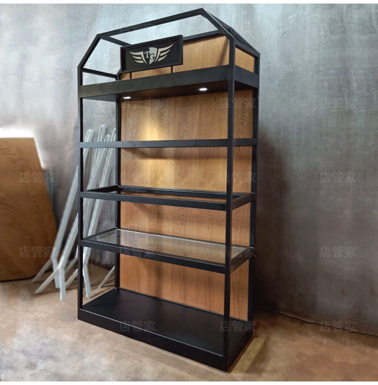 鞋店鞋架展示架工业风loft产品货柜男装铁木组合柜商用陈列柜定制