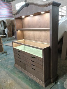 复古风珠宝首饰展示柜水晶玉石手链木质玻璃柜台古董文玩陈列定制