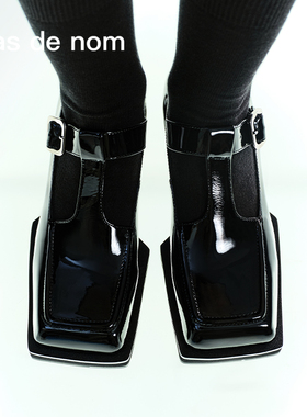 Pas de nom 25新款设计tomboy风日系方头粗跟叛逆T字玛丽珍单鞋女