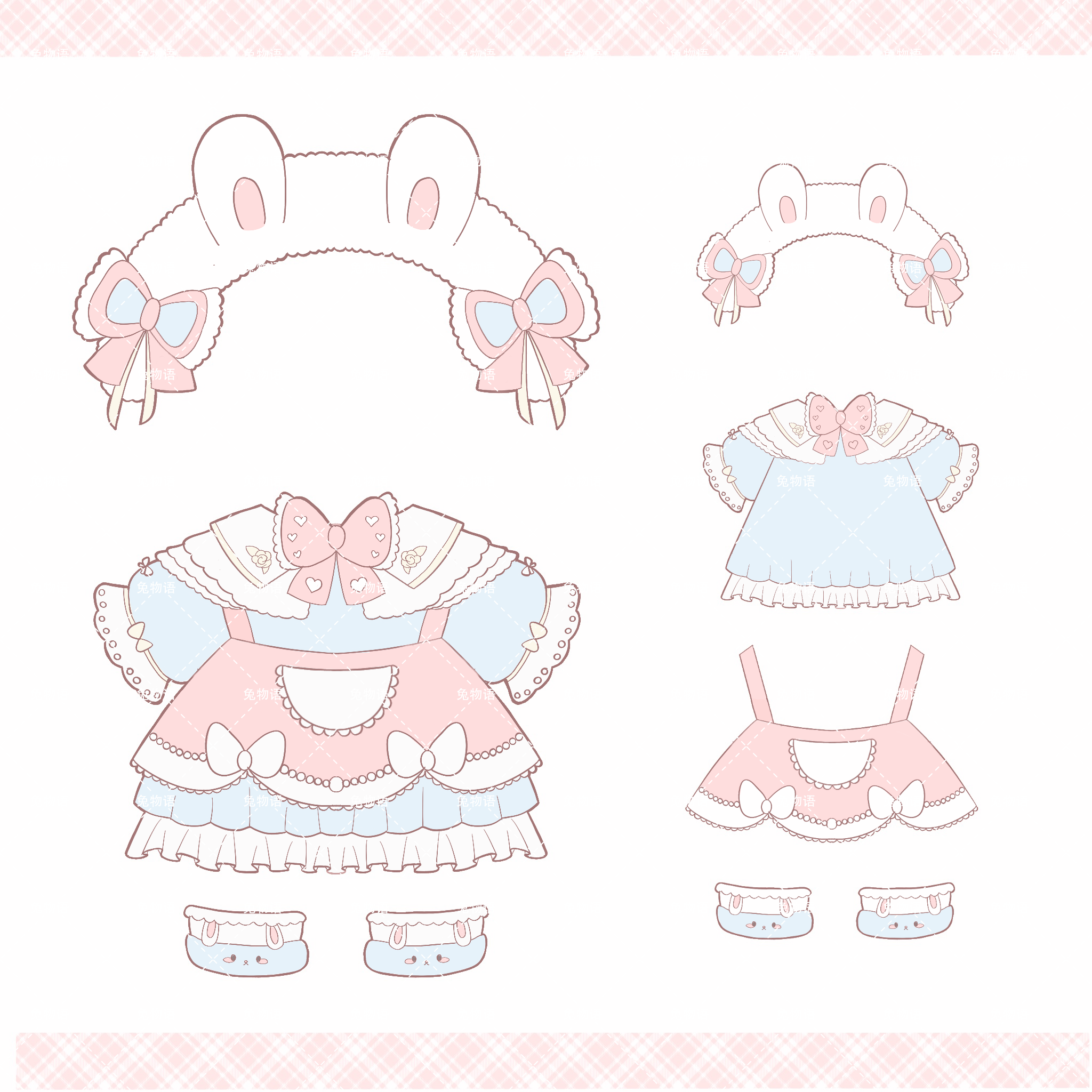 【兔物语】原创玲娜贝儿星黛露立耳兔兔lolita手作娃衣连衣裙着替