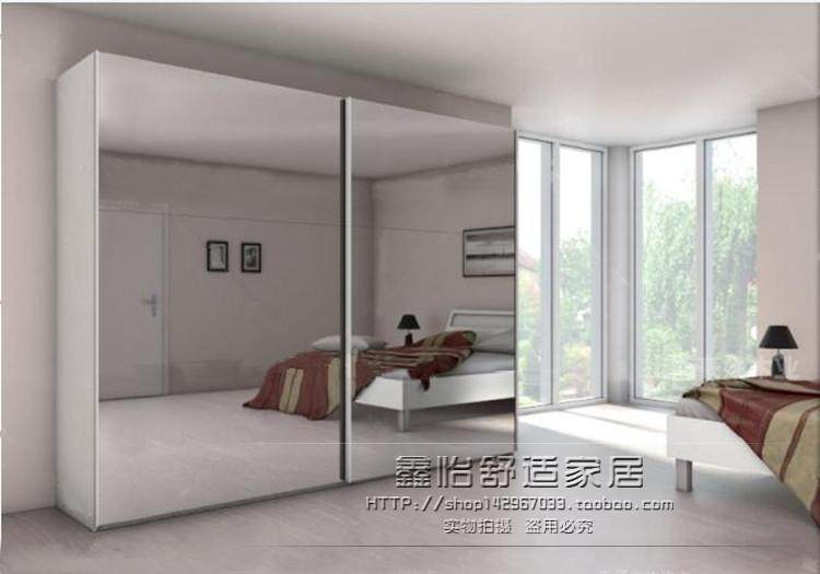 镜面衣柜门定制推拉门现代简约衣帽间家用卧室带镜子白色大师单人