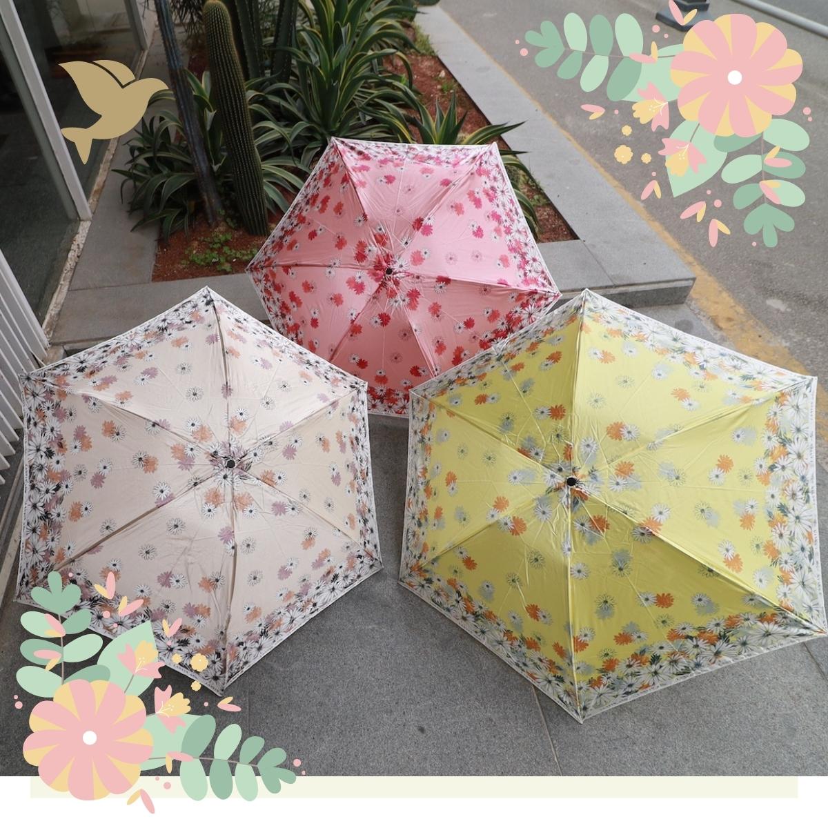 日单da牌子副线blue清新花卉超轻量日版沙丁布防晒女士晴雨伞