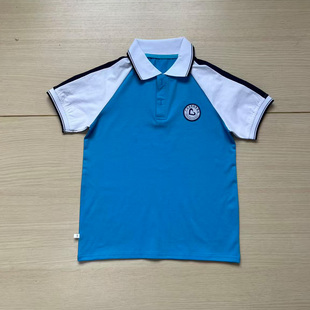 广东龙涛教育校服蓝色短袖长袖长裤短裤带校徽款学生班服男女定做